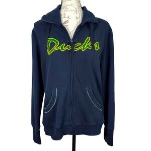 Campus Drive Oregon Ducks Zip Up Sweatshirt Black Cotton Blend Size Medium